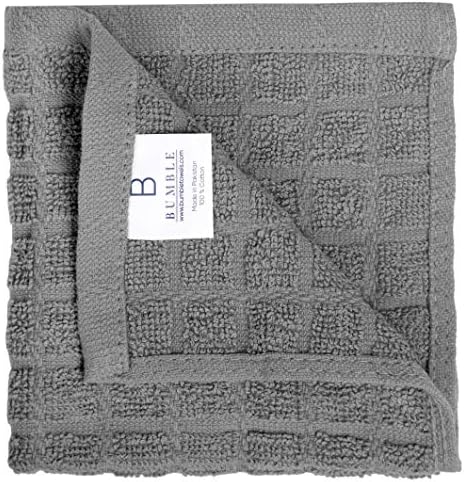 Bumble Dish Cloths (8 Pack) - 100% Cotton Dish Rags & Kitchen Washcloths for Washing Dishes | 12" x 12" | 405 GSM | Gray