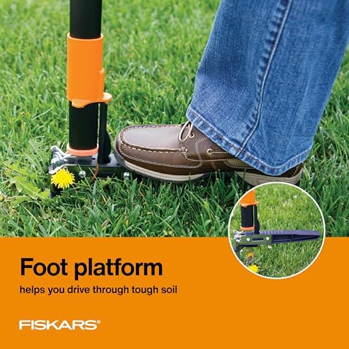 Fiskars 3-Claw Stand Up Weed Puller Tool, Gardening Weeder, Hand Weeding Tool with 39" Long Ergonomic Handle with Easy-Eject Mechanism