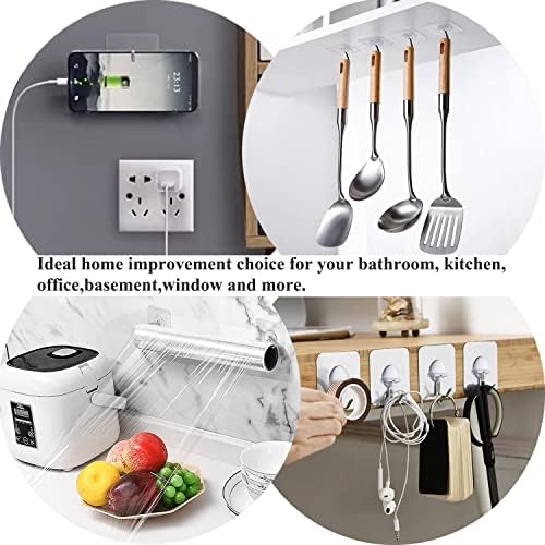 Adhesive Hooks for Hanging Heavy Duty Wall Hooks Self Adhesive Towel Coat Hooks Waterproof Transparent Hook for Bathroom Shower Kitchen Keys Door Outdoor Home Improvement Utility Hook 12 Pack