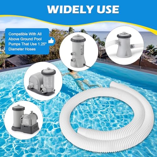 3 Pcs 1.25" Pool Hose, 59" Long Accessory Pool Pump Replacement Hoses, Compatible with All Above Ground Pool Filter Pumps that Use 1 1/4 Diameter Hoses