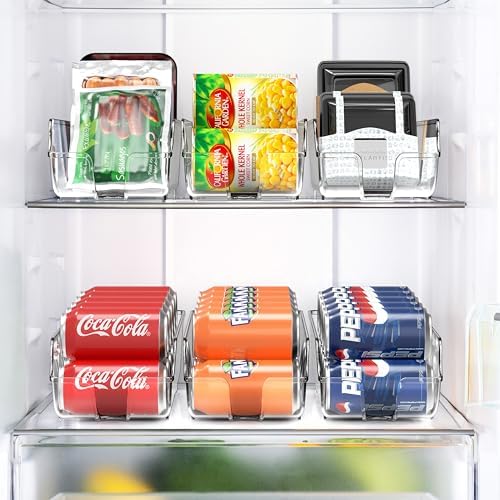 Simple Houseware Soda Can Organizer and Dispenser for Refrigerator / Pantry, Clear, Set of 2