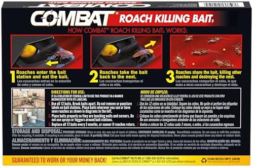 Combat Roach Killing Bait Stations for Small Roaches, Kills Roaches and Eggs, 12 Count