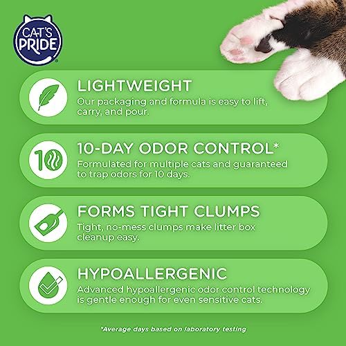 Cat's Pride Premium Lightweight Clumping Litter: Complete Care - Up to 10 Days of Powerful Odor Control - Hypoallergenic - Multi-Cat, Unscented, 10 Pounds
