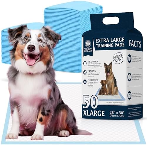 American Kennel Club Scented Puppy Training Pads with Ultra Absorbent Quick Dry Gel – 28 x 30 Pee Pads for Dogs - Fresh Scented - 50 Count, XL