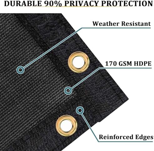 Shade&Beyond 4' X 50' Fence Privacy Screen Heavy Duty 170 GSM Fencing Mesh Shade Net Cover for Wall Garden Back Yard Outdoor Home Decoration, Black