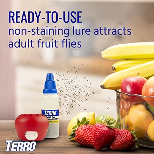 Terro Fruit Fly Traps for Indoors (4 Pack) + 180 Days of Lure Supply