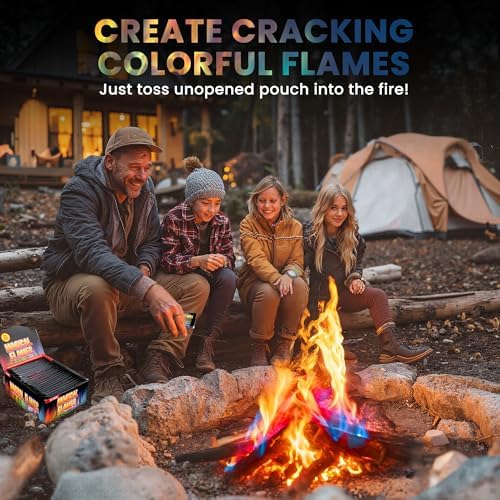 Magical Flames Fire Color Changing Packets Fire Pit (25 Pack), Fire Color Packets for Camping Essentials, Campfire, Bonfire & Fireplaces, Campfire Accessories