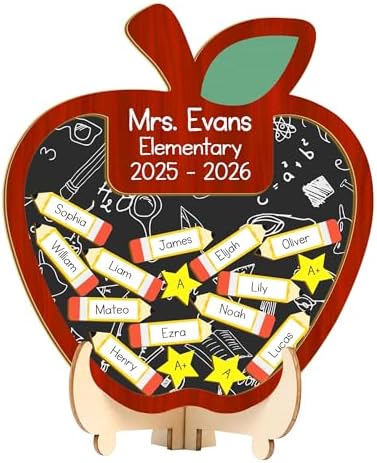 Personalized Apple Classroom Board β 2025-2026 Teacher Name Sign with Student Pencil Tags β Back to School Classroom Decor, Teacher Appreciation Gift