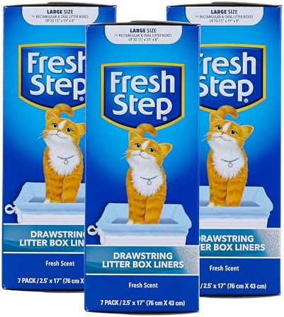 Fresh Step Drawstring Large Litter Box Liners | Heavy Duty Liners for Cat Litter Box | Scented & Unscented Available | Quick & Easy Cleanup, Scented, Large - 3 Pack