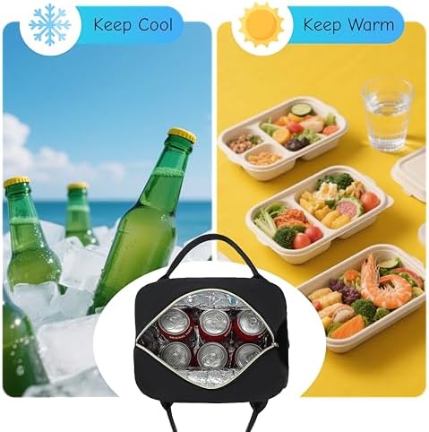 CAMTOP Lunch Box for Women Insulated Lunch Bag Lunchbox Cooler Thermal Leakproof Quilted Reusable Lunch Tote Bag for Work School Travel Picnic (Black)