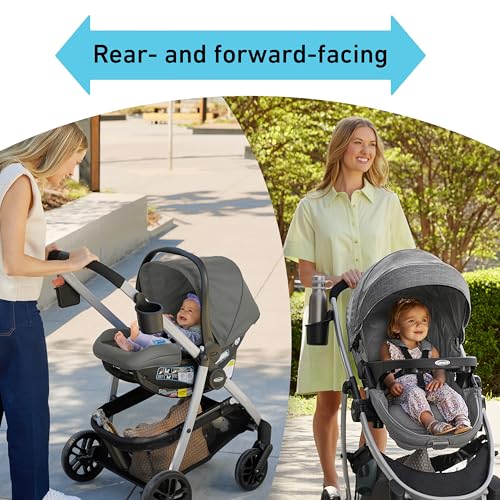 Graco Modes Pramette Travel System | Stroller & Car Seat Combo | 3-in-1 Stroller Modes | Includes Graco SnugRide 35 Infant Car Seat | Ellington