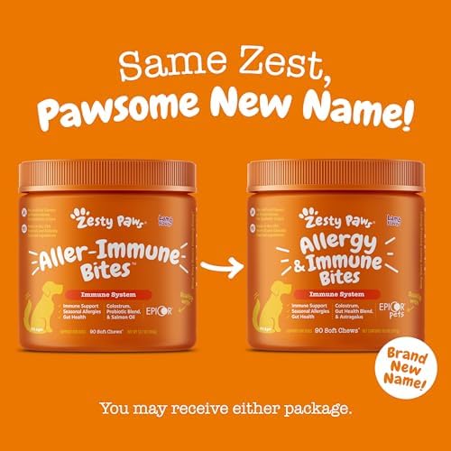 Zesty Paws Dog Allergy Relief- Dog Itching Skin Relief- Dog Probiotics for Itchy Skin and Itchy Ears- Dog Allergy Paw Relief- Dog Allergy Chews- Dog Itch Relief - Dog Skin Allergy Relief - Lamb - 90ct