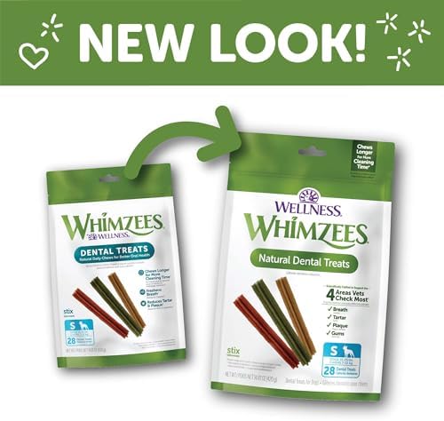 Whimzees Wellness Stix Dog Dental Treats, Natural Chews, Small Size Stick, (28 Count)