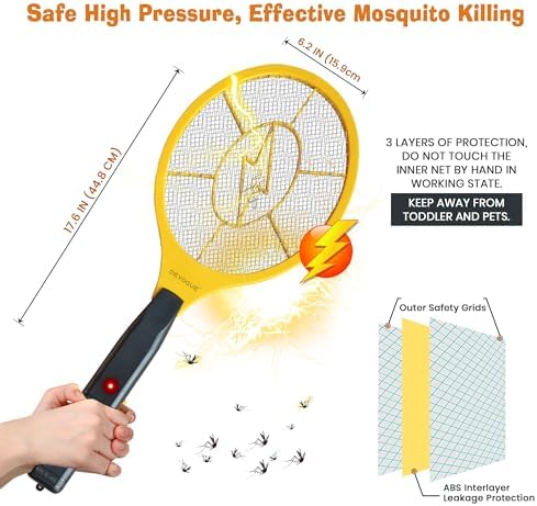 DEVOGUE® Electric Fly Swatter Bug Zapper Battery Operated Flies Killer Indoor & Outdoor Pest Control Mosquito Zapper and Insect Catcher Racket