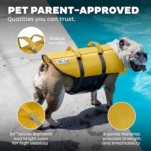 Outward Hound Granby Splash Dog Life Jacket, High-Buoyancy Dog Life Vest for Swimming, Boating, and Water Safety, Large, Yellow