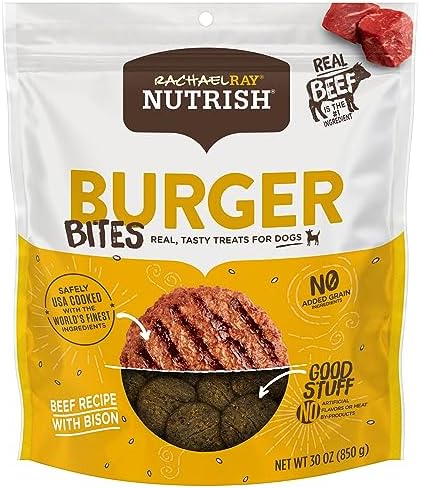 Nutrish Rachael Ray Burger Bites Dog Treats, Beef Recipe with Bison, 30 oz. Pouch
