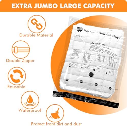 24 Pack Vacuum Storage Bags with Electric Pump, (5 Jumbo, 5 Large, 5 Medium, 5 Small, 4 Roll Up Bags) Space Saver Bag for Clothes, Mattress, Blanket, Duvets, Pillows, Comforters,Travel