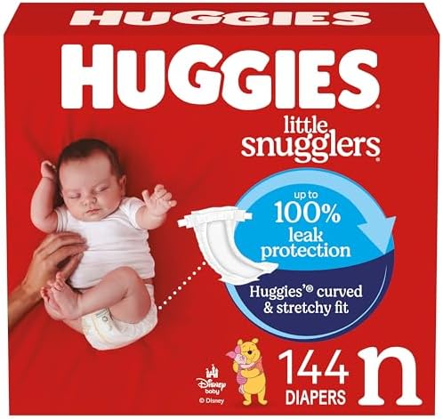 Huggies Newborn Diapers, Little Snugglers Baby Diapers, Size Newborn (up to 10 lbs), 144 Count
