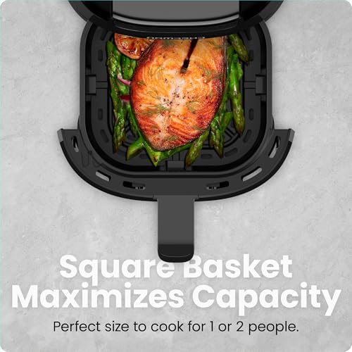 CHEFMAN 2 Qt Mini Air Fryer – Digital Space-Saving Compact Air Fryer with Nonstick and Dishwasher Safe Basket, Quick & Easy Meals in Minutes, Features Digital Timer and Shake Reminder – Black