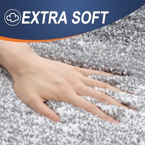 OLANLY Luxury Toilet Rugs U-Shaped 24x20, Extra Soft and Absorbent Microfiber Bathroom Rugs, Non-Slip Plush Shaggy Bath Mat, Machine Wash Dry, Contour Bathroom Mats for Toilet Base, Grey