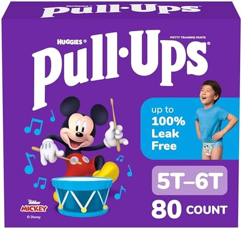 Pull-Ups Boys' Potty Training Pants, Size 5T-6T Training Underwear (46-60 lbs), 80 Count (2 Packs of 40)