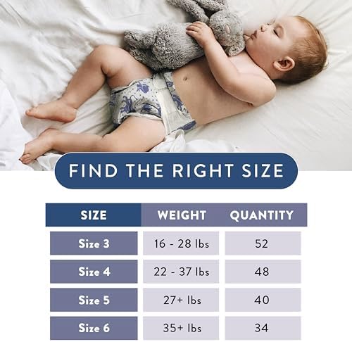 The Honest Company Clean Conscious Overnight Diapers for Sensitive Skin | Hypoallergenic, Fragrance Free | Cozy Cloud + Star Signs | Club Box, Size 5 (27+ lbs), 40 Count