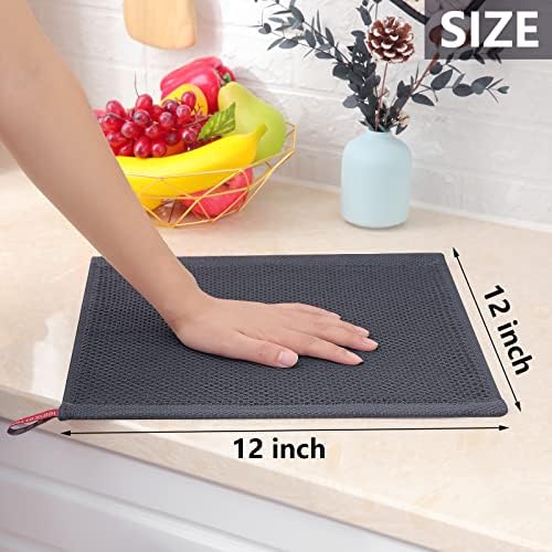 Homaxy 100% Cotton Waffle Weave Kitchen Dish Cloths, Ultra Soft Absorbent Quick Drying Dish Towels, 12 x 12 Inches, 6-Pack, Mixed Color