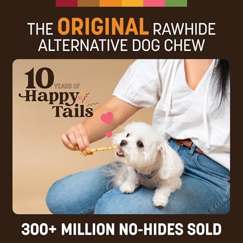 Earth Animal No Hide Stix Chicken Flavored Natural Rawhide Free Dog Chews Long Lasting Chew Sticks | Treats for Small Dogs and Cats | Great for Aggressive Chewers 4.8 Oz