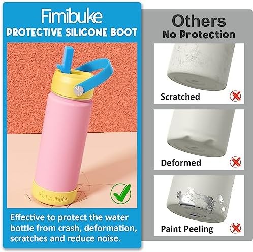 Fimibuke Kids Insulated Water Bottle - 18oz BPA-FREE 18/8 Stainless Steel Kid Cup with Straw Travel Tumbler Leak Proof Double Wall Vacuum Toddler Water Bottle for School Boy Girl(2 Pack, Candy/Bubble)