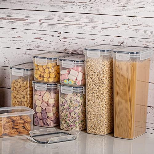 Airtight Food Storage Containers with Lids, Vtopmart 24 pcs Plastic Kitchen and Pantry Organization Canisters for Cereal, Dry Food, Flour and Sugar, BPA Free, Includes 24 Labels,Black