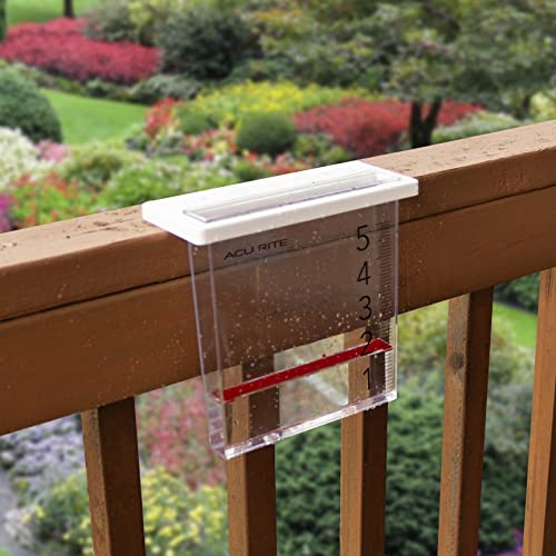 AcuRite Waterfall Rain Gauge with 5-inch Rainfall Capacity (00858W), Clear