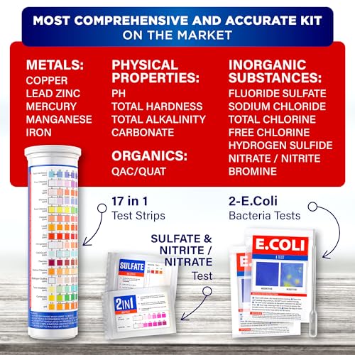 All-New 20 in 1 Drinking Water Testing Kit 120 Strips, Home Tap and Well Water Test Kit for Hardness, Lead, Iron, Copper, Chlorine, Fluoride