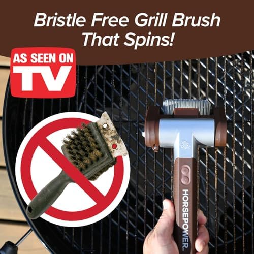 HorsePower Giddy Up Grill Cleaner AS-SEEN-ON-TV! – Cordless, Rechargeable BBQ Tool with 350 RPM Stainless Roller, LED Light – Patents Pending – From BulbHead, a Family-Owned American Brand