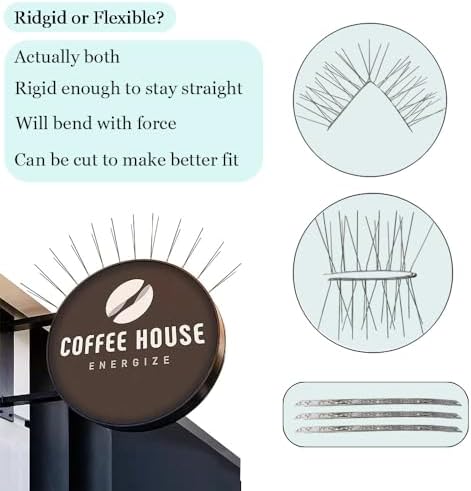 PANGCH Bird Spikes,Stainless Steel Bird Spikes Metal Bird Spikes Fence Spikes Easy to Install - 10 Strips 10.82 Feet Coverage