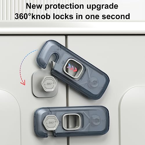5 Pack Child Proof Refrigerator Lock, QYESWHSR Fridge Locks for Kids with Sticky Adhesive Pads, Child Safety Locks for Doors, RV Refrigerator, Oven Lock Child Safety Baby Cabinet Locks - Clear Updated