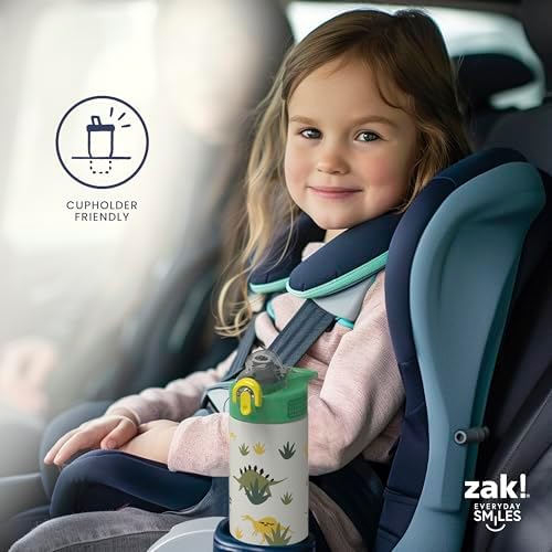Zak Designs Bluey Sage Kids Water Bottle For School or Travel, 14oz Stainless Steel Water Bottle With Straw, Handle, and Leak-Proof, Pop-Up Spout Cover (Bluey & Bingo)
