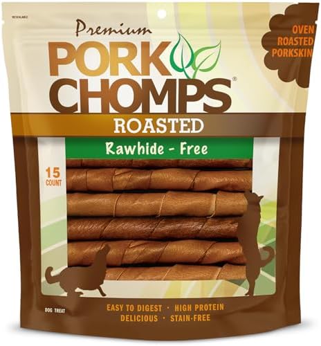 Pork Chomps Roasted Pork Skin Dog Chews, 6-inch Twists, 15 Count