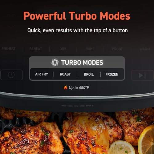 COSORI Air Fryer 9-in-1, Compact & Large 6-Qt, Fast Turbo Modes, 90–450°F Precise Heat for Even Results, Up to 95% Less Oil*, Roast, Bake, Dry, Reheat, Frozen, Broil, Proof, 120V, TurboBlaze, Ceramic