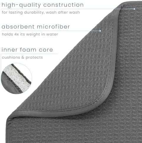 S&T INC. Dish Drying Mat XL, 18” x 24”, Absorbent Microfiber Kitchen Counter Mat, Dish Drying Pad for Dishes, Utensils, Pots and Pans, Extra Large, Charcoal