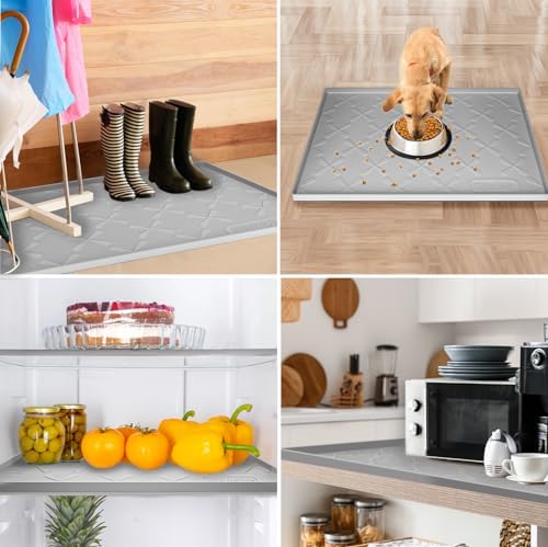 SIKADEER 34" x 22" Under Sink Mat Waterproof, Silicone Mat Kitchen Drawer Shelf and Cabinet Liner, Sink Protector for Kitchen Organizers and Storage, Boot Tray Pet Food Mats