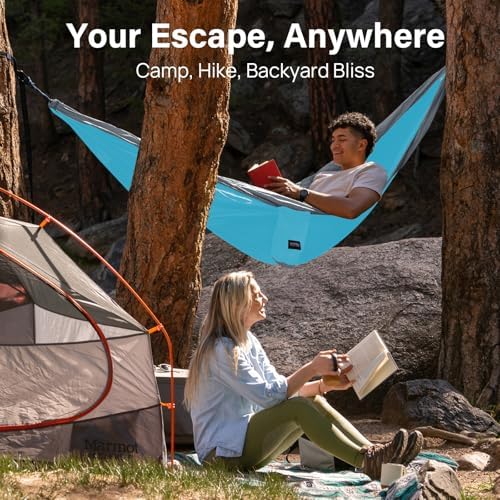 Kootek Camping Hammock 400 lbs Capacity, Portable Hammocks with Tree Straps & Attached Carry Bag, Camping Essentials Gear, Perfect for Outside Indoor Hiking Beach Backpack Travel