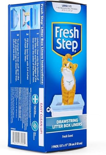 Fresh Step Drawstring Large Litter Box Liners | Heavy Duty Liners for Cat Litter Box | Scented & Unscented Available | Quick & Easy Cleanup, Scented, Large - 3 Pack