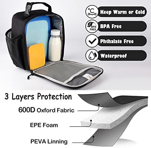 Lunch Box for Men Women Adult,Premium Insulated Lunch Bag,Portable Small LunchBox for School Work Picnic (Black)