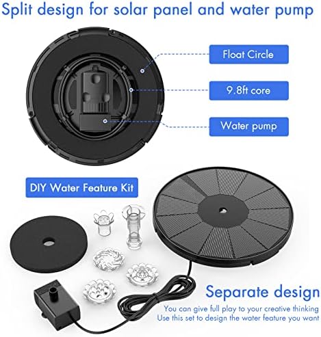 AISITIN 3.5W Solar Fountain Pump for Water Feature Outdoor DIY Solar Bird Bath Fountain with Multiple Nozzles, Solar Powered Water Fountain for Garden, Ponds, Fish Tank and Aquarium