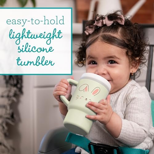 Infantino My 1st Tumbler, Silicone Sippy Cup with Straw & Handle, Spill-Resistant, for On-the-Go, BPA-Free Transition Cup,