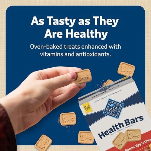 Blue Buffalo Health Bars Crunchy Dog Biscuits, Oven-Baked With Natural Ingredients, Bacon, Egg & Cheese, 3.5-lb Box