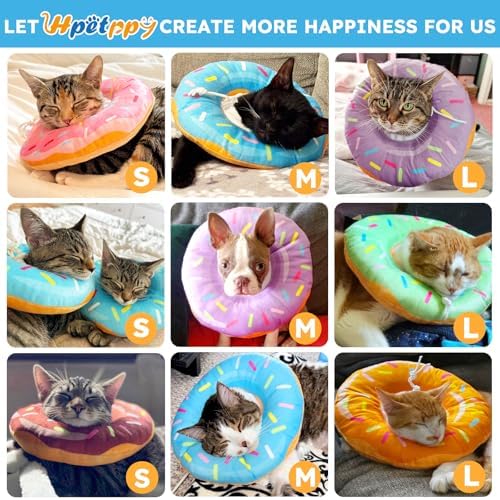 Cat Cone Collar Soft, Cat Recovery Collar for Wound Healing Cute Cat Donut Adjustable Cat Cones to Stop Licking Comfortable Lightweight Neck Elizabethan Collars for Cats Kittens After Surgery