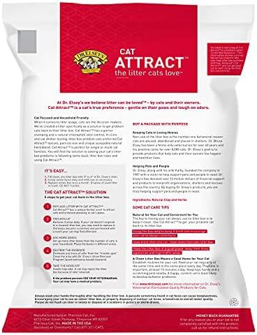 Dr. Elsey's Premium Clumping Cat Litter - Cat Attract - 99% Dust-Free, Low Tracking, Hard Clumping, Superior Odor Control, Natural Herbal Attractant, Unscented & Natural Ingredients, 40 lb