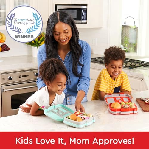 Bentgo Kids Prints Leak-Proof, 5-Compartment Bento-Style Kids Lunch Box - Ideal Portion Sizes for Ages 3-7, Durable, Drop-Proof, Dishwasher Safe, & PFAS & BPA-Free Materials (Trucks)