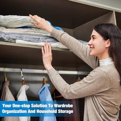 HIBAG Vacuum Storage Bags, 10 Jumbo Space Saver Vacuum Seal Bags, Space Bags, Vacuum Sealer Bags for Clothes, Comforters, Blankets, Bedding (10J)